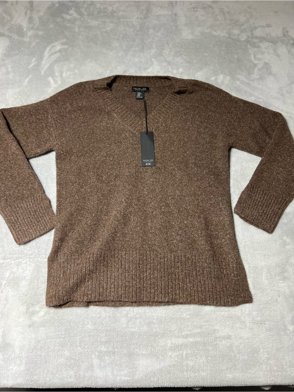 NWT Rachael Zoe V Neck Sweater Brown Women’s Size XS 10% Wool